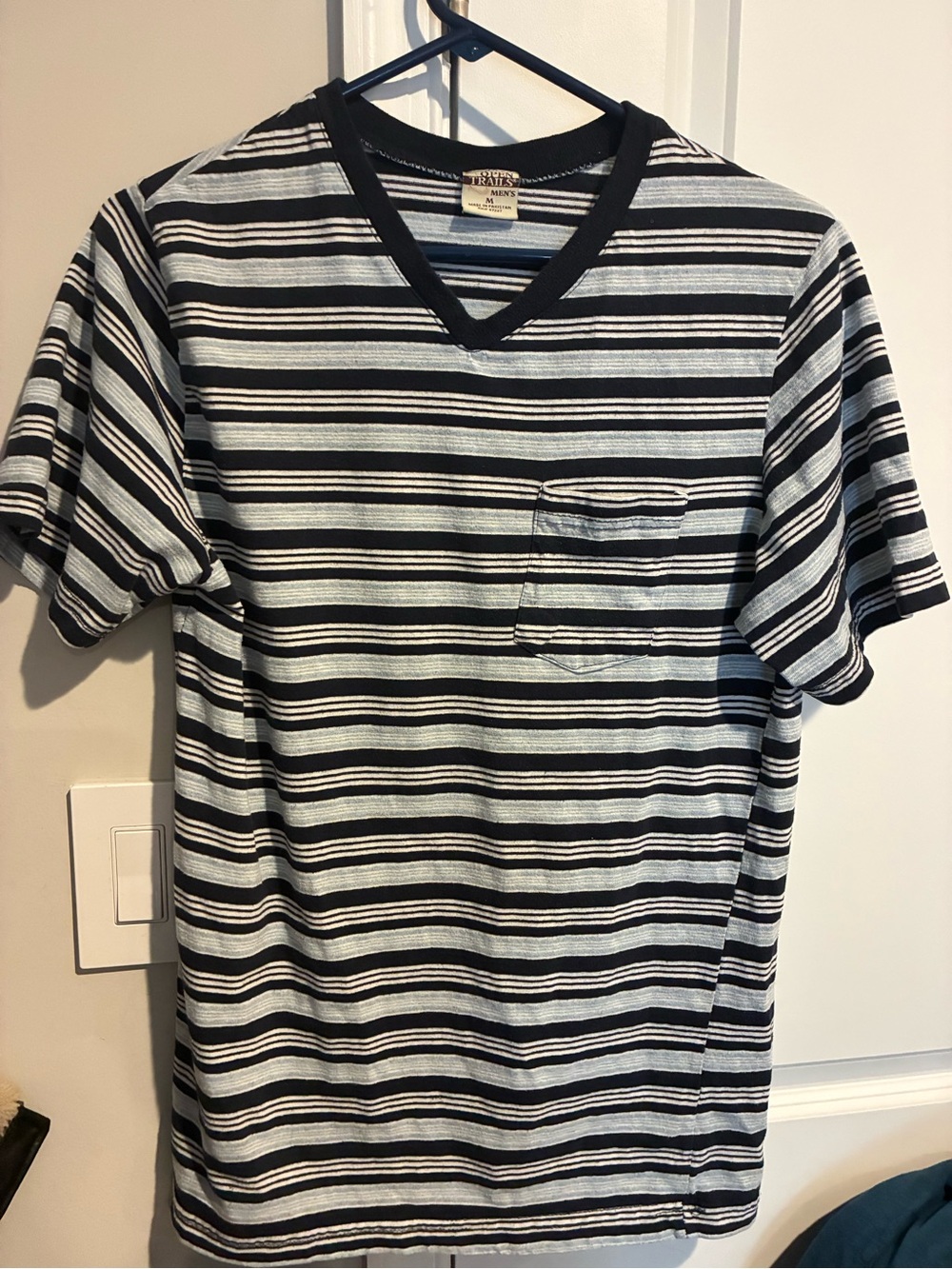 Open Trails Striped V-Neck Pocket Tee